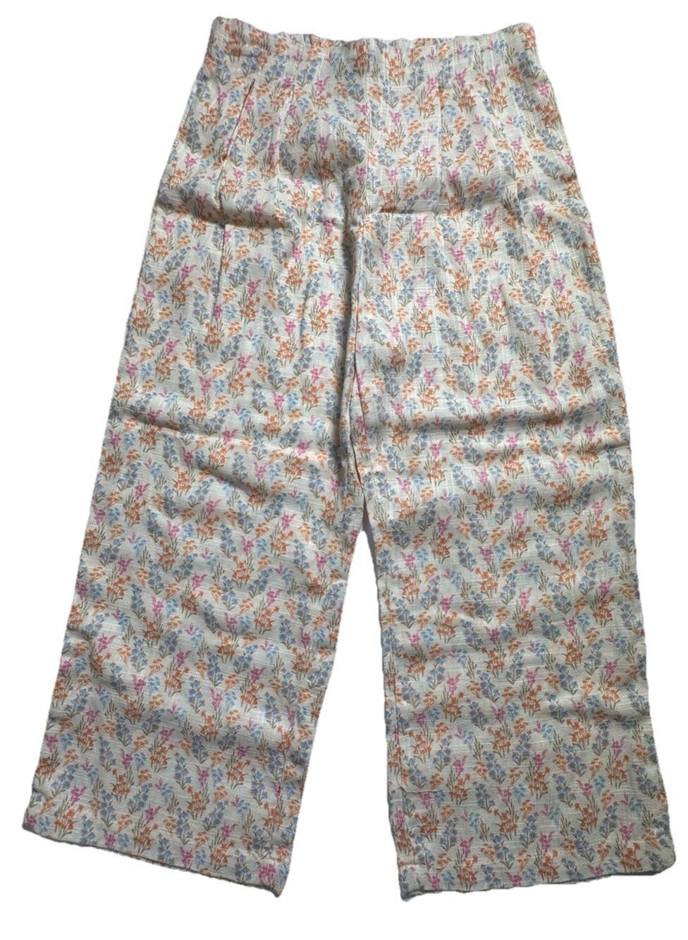 Olivia Kay Girls Size 8 Floral Palazzo Pants Wide Leg 100% Cotton Boho